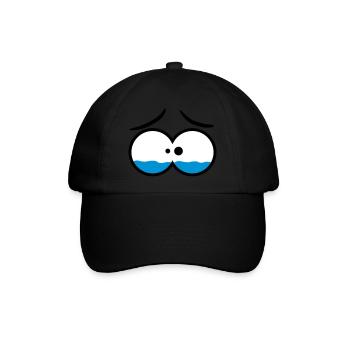 Sad Crying Comic Eyes - Baseballkappe - Schwarz/Schwarz - Vorne