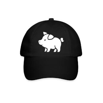 Schweinchen Sau Eber - Baseballkappe - Schwarz/Schwarz - Vorne