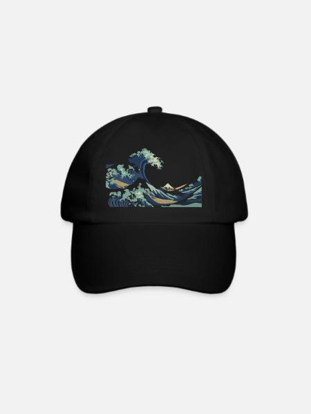Japan Hokusai Große Welle - Baseballkappe - Schwarz/Schwarz