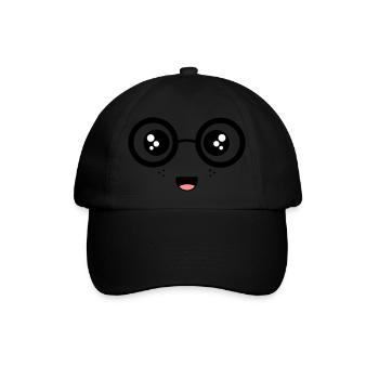 Nerdy Face - Baseballkappe - Schwarz/Schwarz - Vorne