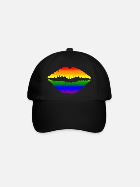 Regenbogen-Lippen - Baseballkappe - Schwarz/Schwarz