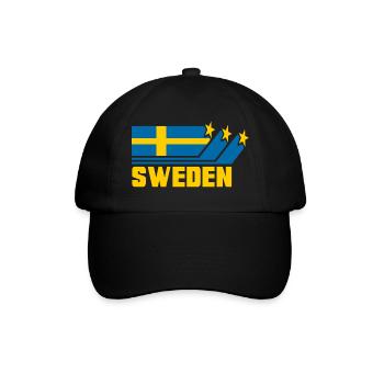 Schweden / Schwedische - Flagge / Geschenk - Baseballkappe - Schwarz/Schwarz - Vorne