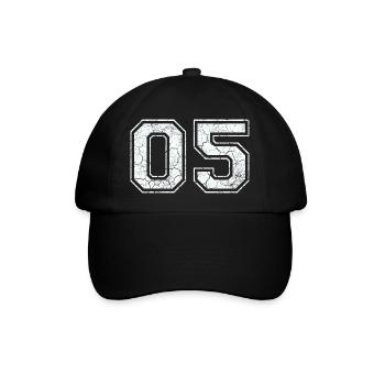 05 in weiß im Vintage-Look - Baseballkappe - Schwarz/Schwarz - Vorne