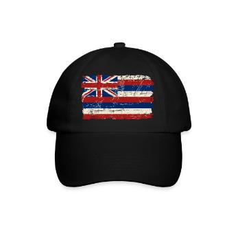 Hawaii Flag - Vintage Look - Baseballkappe - Schwarz/Schwarz - Vorne