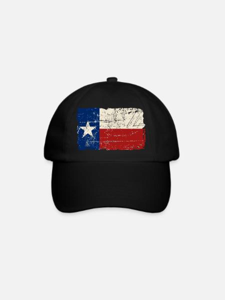 Texas Flag - Vintage Look - Baseballkappe - Schwarz/Schwarz