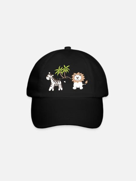 Safari Löwe und Zebra - Baseballkappe - Schwarz/Schwarz