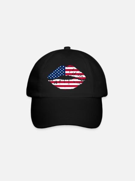 USA Flagge Mund - Baseballkappe - Schwarz/Schwarz