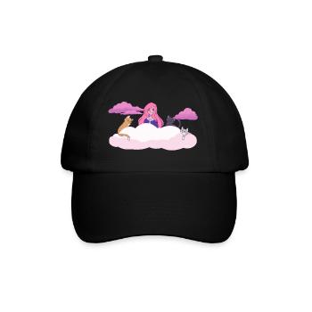 Lizzie in den Wolken mit Katzen - Baseballkappe - Schwarz/Schwarz - Vorne