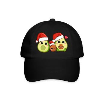 Kawaii Weihnachts-Avocado - Baseballkappe - Schwarz/Schwarz - Vorne