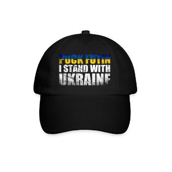 Puck Futin ich stehe mit ukraine - Baseballkappe - Schwarz/Schwarz - Vorne