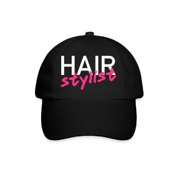 Hairstylist (Schrift schräg) - Baseballkappe - Schwarz/Schwarz - Vorne