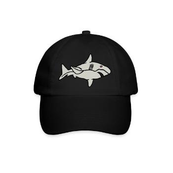 Fisch Hai Raubfisch Räuber Wasser Graffiti Ozean - Baseballkappe - Schwarz/Schwarz - Vorne