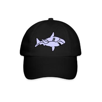 Fisch Hai Raubfisch Räuber Wasser Graffiti Ozean - Baseballkappe - Schwarz/Schwarz - Vorne