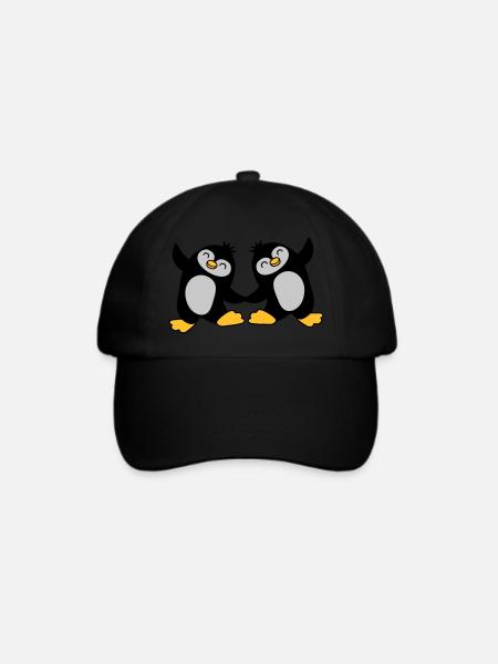 2 süße Pinguine tanzen - Baseballkappe - Schwarz/Schwarz