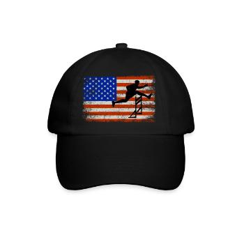 Amerikanische Flagge Hürden Hürdenläufer Patriotisch - Baseballkappe - Schwarz/Schwarz - Vorne