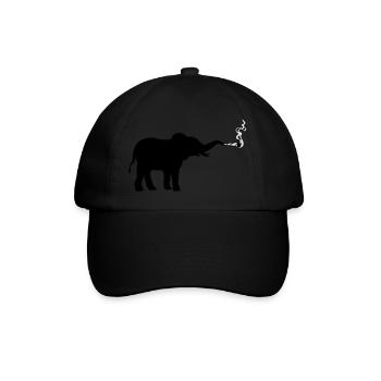 Kiffender Elefant Joint Weed - Baseballkappe - Schwarz/Schwarz - Vorne