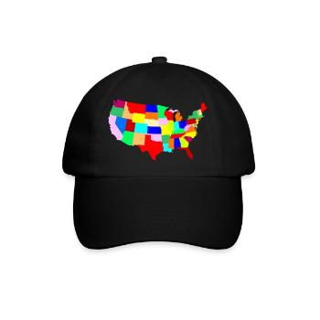 USA Patchwork Karte - Baseballkappe - Schwarz/Schwarz - Vorne