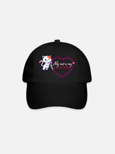 Meine Katze ist mein Valentine - Baseballkappe - Schwarz/Schwarz