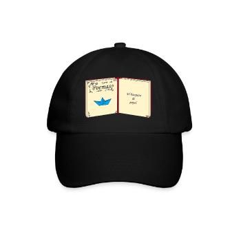 Aufgeschlagenes Buch mit Papierschiff - Baseballkappe - Schwarz/Schwarz - Vorne