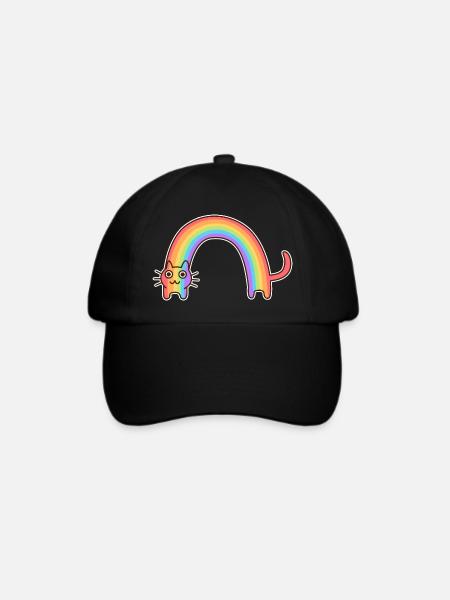 Regenbogenkatze. Buntes Design der Katze * - Baseballkappe - Schwarz/Schwarz