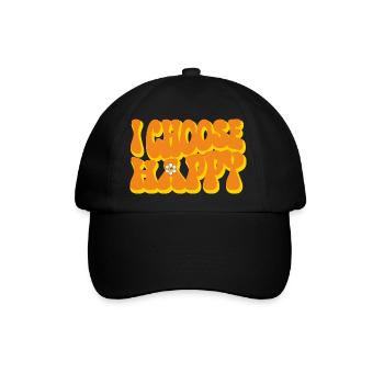 Ich wähle Happy Funny Retro Hippie Schriftart - Baseballkappe - Schwarz/Schwarz - Vorne