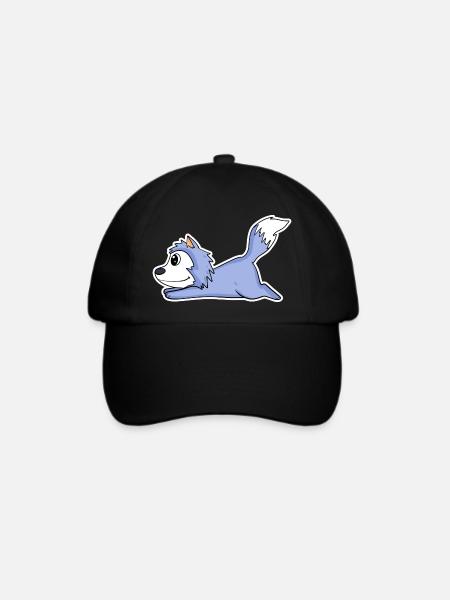 liegender Wolf - Baseballkappe - Schwarz/Schwarz