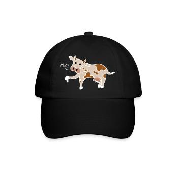 Muh / Buh-Kuh Daumen runter (Weiß) - Baseballkappe - Schwarz/Schwarz - Vorne
