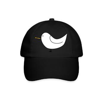 Weiße Möwe mit Pommes - Baseballkappe - Schwarz/Schwarz - Vorne
