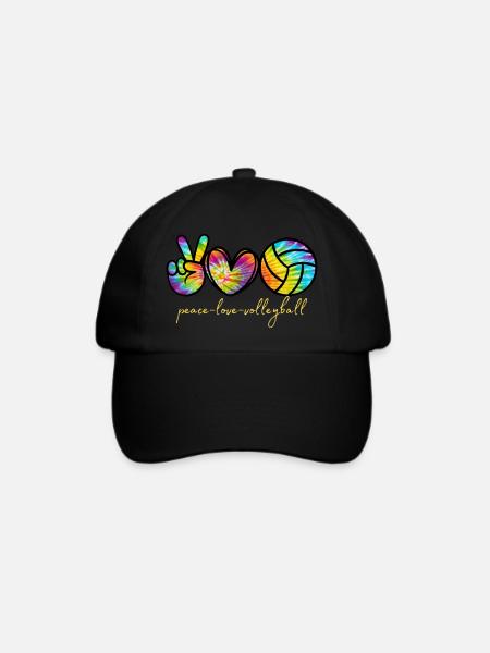 PEACE LOVE VOLLEYBALL Spieler Batikfarbe Frauen Mädchen - Baseballkappe - Schwarz/Schwarz