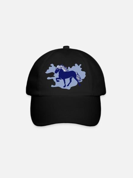 Island Pferd Reiter Reiten T shirt Grafik - Baseballkappe - Schwarz/Schwarz