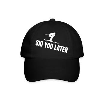 Ski Skisport Skifahren Ski you later Spruch - Baseballkappe - Schwarz/Schwarz - Vorne