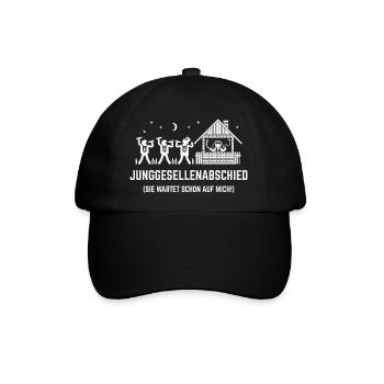JGA – Sie Wartet Schon Auf Mich! (Haus / White) - Baseballkappe - Schwarz/Schwarz - Vorne