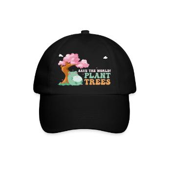 Rette die Welt, pflanze Bäume - Niedlicher Frosch - Laube - Baseballkappe - Schwarz/Schwarz - Vorne