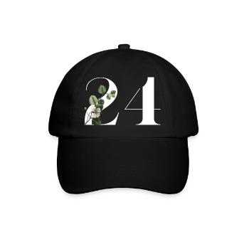 Nummer 24 Blumengrün -24. Blumenjubiläum - Baseballkappe - Schwarz/Schwarz - Vorne