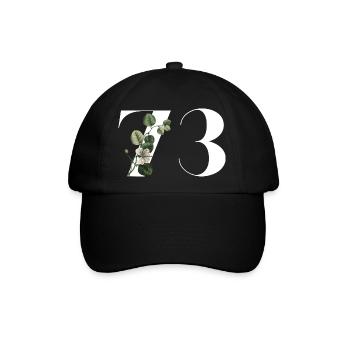 Nummer 73 Blumengrün - 73. Blumengeburtstag - Baseballkappe - Schwarz/Schwarz - Vorne