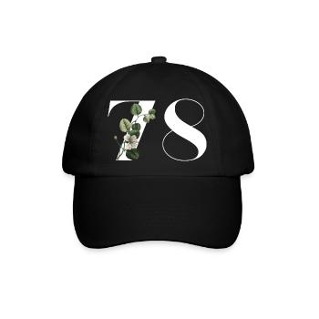 Nummer 78 Blumengrün - 78. Blumengeburtstag - Baseballkappe - Schwarz/Schwarz - Vorne