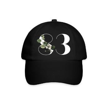 Nummer 83 Blumengrün - 83. Blumengeburtstag - Baseballkappe - Schwarz/Schwarz - Vorne