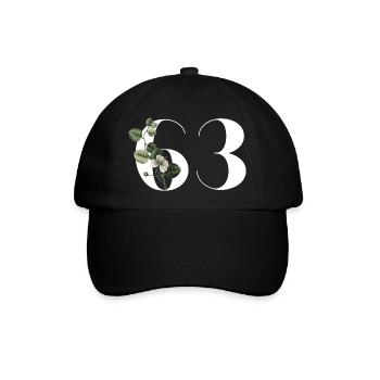 Nummer 63 Blumengrün - 63. Blumengeburtstag - Baseballkappe - Schwarz/Schwarz - Vorne