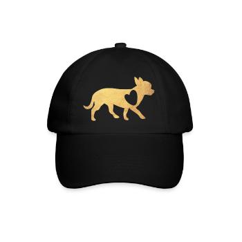 Herz Chihuahua Gold Hunde Fan Liebe Love Wauwau - Baseballkappe - Schwarz/Schwarz - Vorne