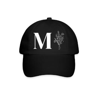 Minimalistische Blumen - Baseballkappe - Schwarz/Schwarz - Vorne
