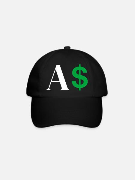 Dollar-Buchstabe - Baseballkappe - Schwarz/Schwarz