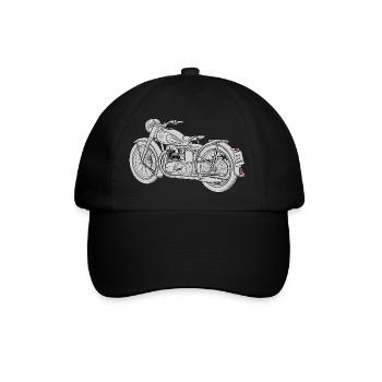 Motorrad Skizze - Baseballkappe - Schwarz/Schwarz - Vorne