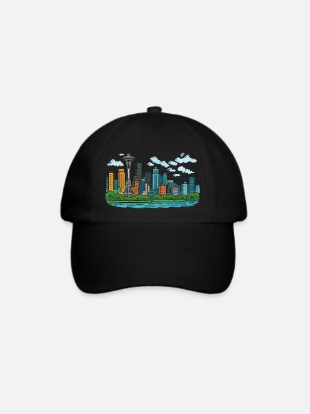 seattle stadt - Baseballkappe - Schwarz/Schwarz