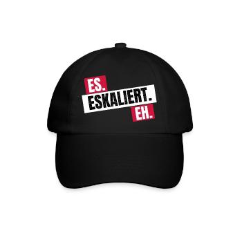 Es Eskaliert Eh Mallorca - Malle Party - Baseballkappe - Schwarz/Schwarz - Vorne