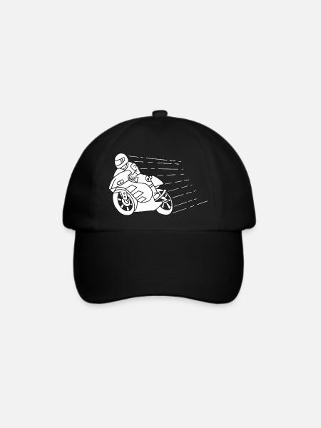 Weißer Biker und Geschwindigkeit - Baseballkappe - Schwarz/Schwarz