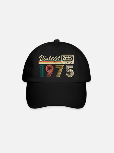 Original 1975 Vintage Retro Jubiläumsgeschenk - Baseballkappe - Schwarz/Schwarz