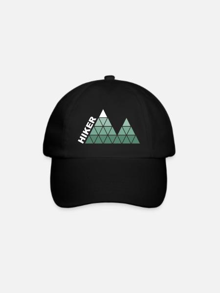 "Hiker" - Geometrisches Berg-Design - Baseballkappe - Schwarz/Schwarz