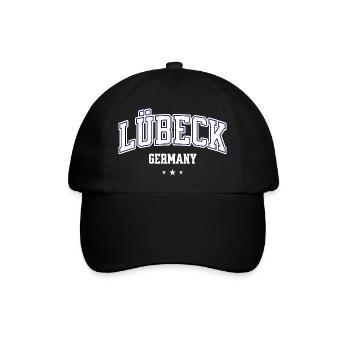Lübeck Germany College Design Vintage Stadtmotiv - Baseballkappe - Schwarz/Schwarz - Vorne