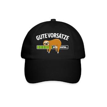 Faultier | Anti gute Vorsätze, Chillen - Baseballkappe - Schwarz/Schwarz - Vorne