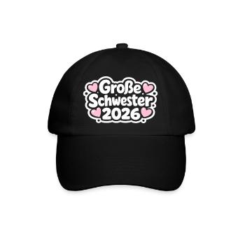 Große Schwester 2026 Kein Einzelkind Mehr - Baseballkappe - Schwarz/Schwarz - Vorne